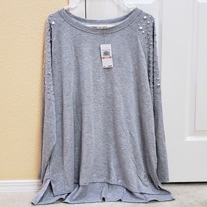 Michael Kors  Pearl  Heather  Grey  Studded  Top